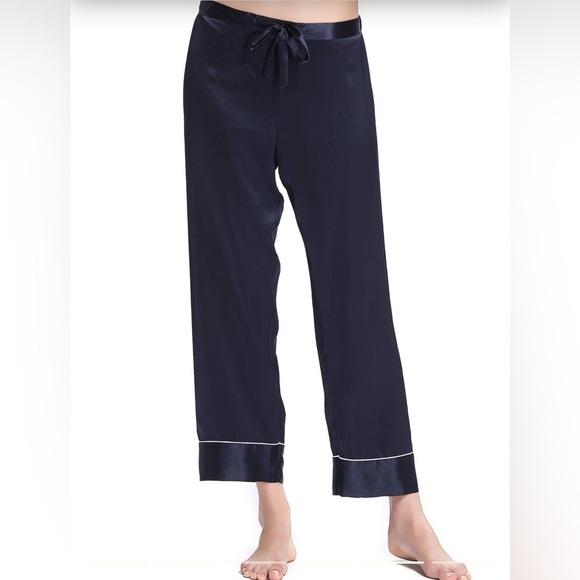 NWOT LILYSILK Chic Trimmed women Silk Pajama Pants Sz M - Picture 1 of 8